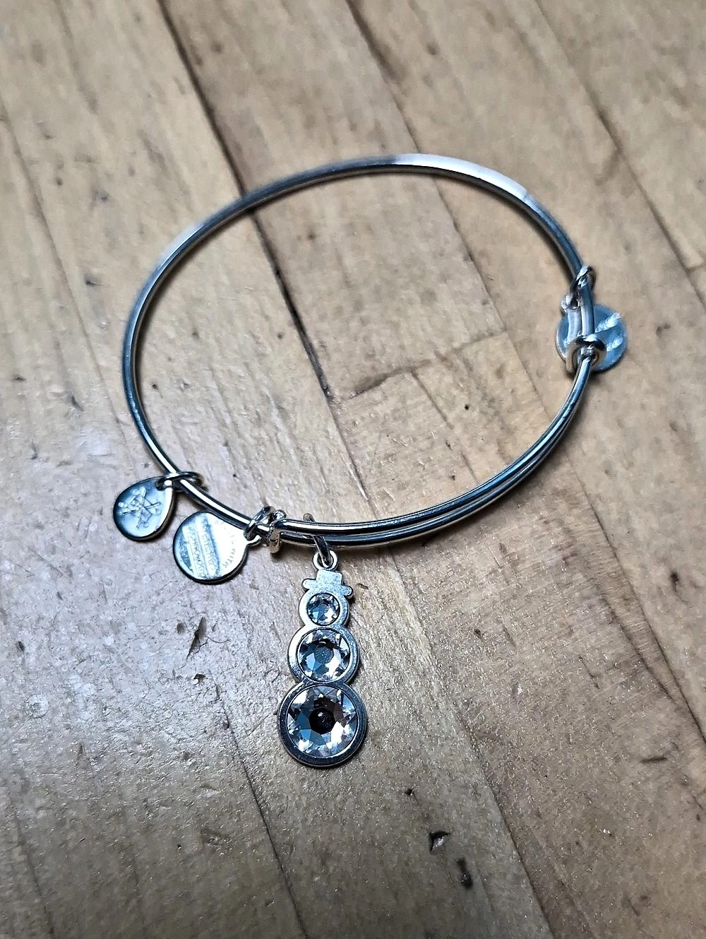 Alex and Ani Snowman Holiday Charm Bangle Silver